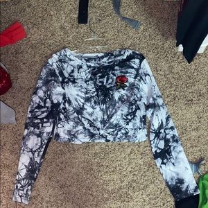 cropped marble rose long sleeve tee